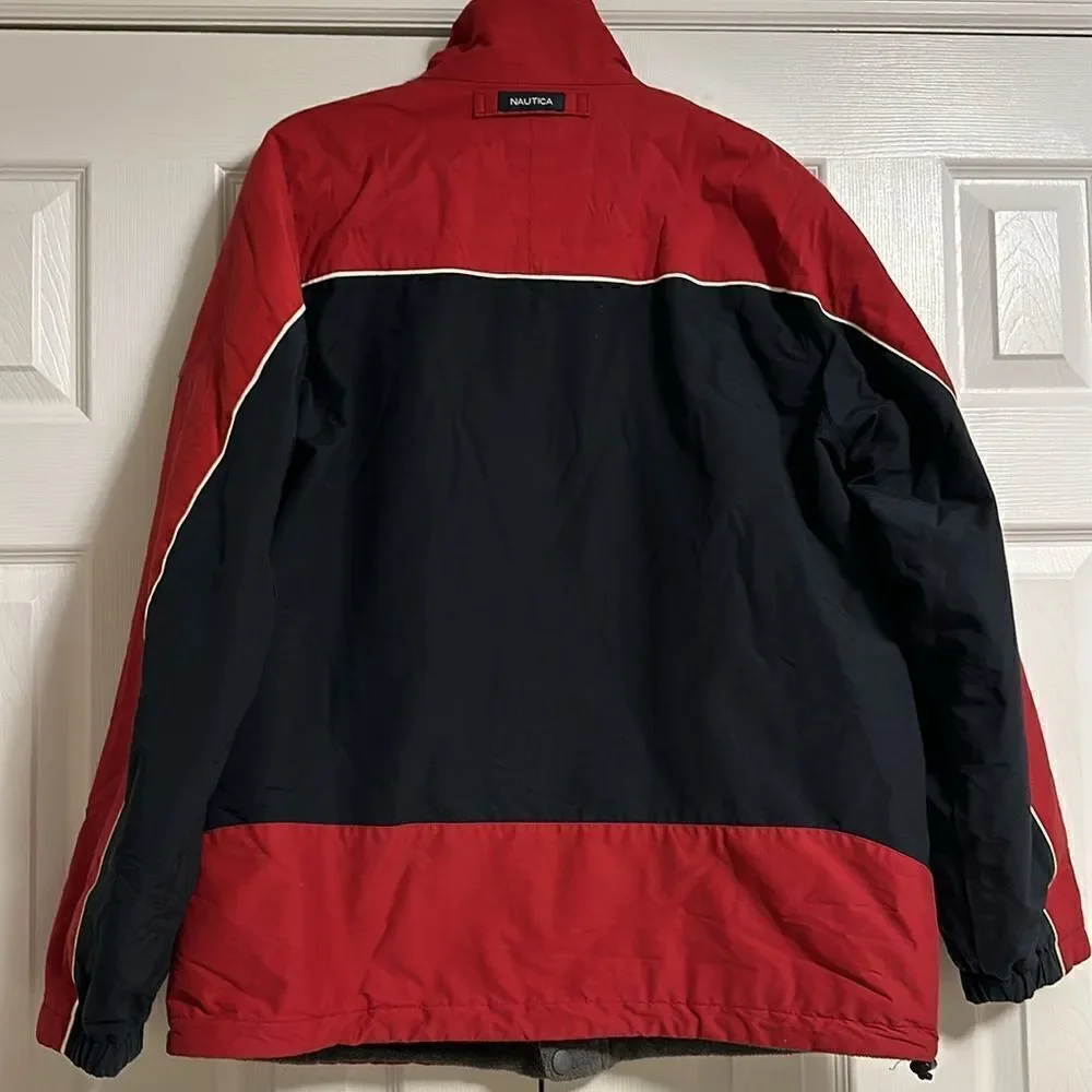 Nautica Men’s Fleece Lined Red & Black Jacket Size Large